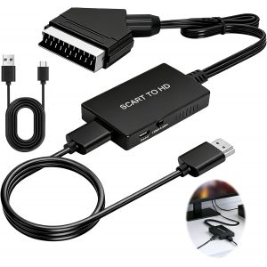 MEVRONISSHOP-Adaptateur P&eacute;ritel vers HDMI, Convertisseur Vid&eacute;o/Audio HD 1080P/720P Adaptateurs Audio Vid&eacute;o P&eacute;ritel Tout en Un Scart vers HDTV, Play aliment&eacute; par, pour HDTV, STB, VHS, Sky, DVD, Blu-ra - Neuf
