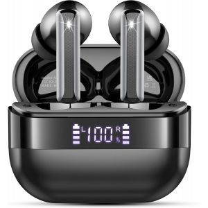 Ecouteurs Bluetooth sans Fil, Écouteurs Bluetooth 5.4, Casque B luetooth HiFi Stéréo, Ecouteurs sans Fil ENC Antibruit Mic, 48H Oreillette B luetooth avec Écran LED, IP7 Étanche pour iOS Android, Noir - Neuf