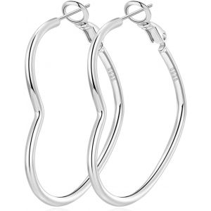 Sterling Silver Earrings For Women - Large Heart Shape - Fine Filled Silver - 30 40 50mm - Neuf