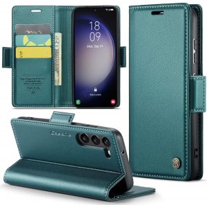 Maa-Coque Pour Samsung Galaxy S23 Plus, Étui Housse En Rfid Protection Premium Pu Cuir Portefeuille Rabat Case Magnétique Stand Antichoc, Étui Case Pour Samsung Galaxy S23 Plus, Bleu Vert - Neuf