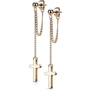 Chenquansarl-1 Paire De Boucles D'oreilles Pour Femme En Acier Chirurgical Avec Pendentif En Forme De Croix Argenté/Doré/Noir/Or Rose - Neuf