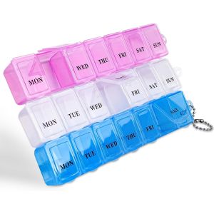3 Pièces Pilulier Semainier,Boîte À Medicament 7 Jours Avec 3 Couleurs Pilulier Hebdomadaire Facile À Ouvrir,Boite À Pilules Portable Pour Médicaments,Suppléments,Vitamines - Neuf