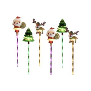 Guirlande Lumineuse Led De No&euml;l Pour All&eacute;e De Jardin Avec P&egrave;re No&euml;l Et Rennes - Lot De 6 - Neuf