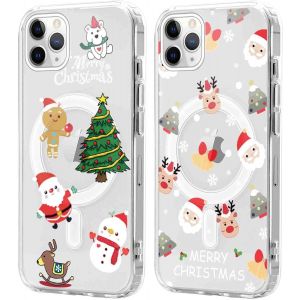 SJZG-2 Pi&egrave;ces No&euml;l Coque Magn&eacute;tique Pour Iphone 11 Pro Max 6,5'', Etui En Motif Dessin Cadeau De No&euml;l Compatible Avec Magsafe, Housse Christmas Silicone Bumper Cover Pour Iphone 11 Pro Max, No&euml;l 02 - Neuf