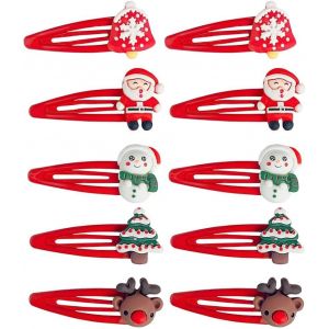 Lbgwp60-Lot De 10 Barrettes À Cheveux Pour Enfants - Décoration De Noël - Cadeaux De Noël - Pour Enfants Et Filles - Pour Filles Et Femmes - Neuf