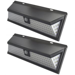 Lot de 2 lampes solaires &agrave; d&eacute;tecteur de mouvement (90 LED) pour &eacute;clairage de s&eacute;curit&eacute; ext&eacute;rieur de jardin. - Neuf
