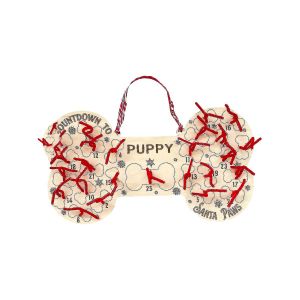 Calendrier de l'Avent en forme d'os de chien en bois pour 25 jours de compte &agrave; rebours avant No&euml;l - Neuf