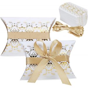 Mevronisshop-Bo&icirc;tes Drag&eacute;es Mariage,Lot De 50 Contenant Drag&eacute;es,Dragees Boite Bapteme,Boite Bonbon,Papier Oreiller Bonbonni&egrave;re Cadeau Pour F&ecirc;te, Bonbons,Communion,Bapt&ecirc;me - Neuf