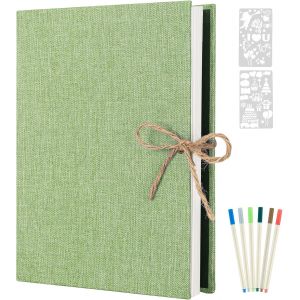 Album Photo Adh&eacute;sif Scrapbooking,Lin Traditionnel 60 Pages Blanche,Cadeau Maitre d'&eacute;cole Homme Femme Couple Cadeau Anniversaire Mariage (Vert) - Neuf