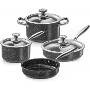 Subzonal-Lot De 7 Casseroles Et Po&ecirc;les En Acier Inoxydable Antiadh&eacute;sif, En Granit, Non Toxiques, Passe Au Lave-Vaisselle, Compatible Avec Tous Types De Cuisini&egrave;res - Neuf