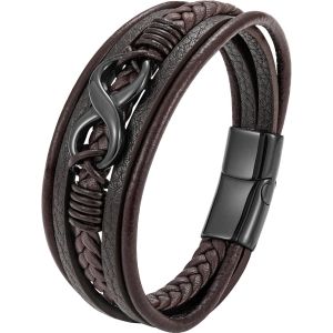 Eryi-Bracelet Homme, Bracelet Cuir Pour Hommes, Bracelets Croix Vie Viking Arbre De Vie, Brun Noire Bracelets Crucifixion Homme - Neuf