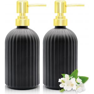 Lot De 2 Distributeurs De Savon De Cuisine De 414 Ml Avec Pompe, Distributeur De Savon Transparent Pour Savon Pour Les Mains, Savon Vaisselle Ou Lotion (Noir) (11-Fba-Sd2P)[APP8810685] - Neuf