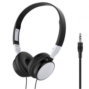 Casque audio circum-aural filaire avec basses profondes, pliable, jack 3,5 mm, st&eacute;r&eacute;o HiFi pour jeux vid&eacute;o, compatible TV, PC, t&eacute;l&eacute;phone et tablette (blanc). - Neuf