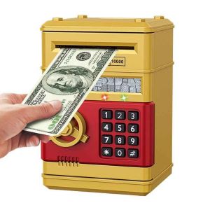 Tirelire créative avec verrouillage automatique par mot de passe,tirelire avec compteur et clé de code,mini pièce de monnaie iko,cadeau pour enfant - Type YELLOW - Neuf