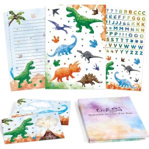 Ensemble de papeterie pour enfants Ensemble de papeterie pour garçons Ensemble de papeterie pour adolescents Ensemble de papier à lettres pour dinosaures Ensemble de papier à lettres - Neuf