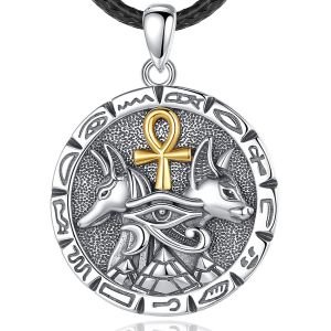Collier Anubis En Argent Sterling 925 Pour Femme Homme,D&eacute;esse &Eacute;gyptienne Ankh Pendentif Dieu Des Morts Egypte Ancienne Potection Bijoux Cadeau Pour Femme Mari,22""/24 - Neuf
