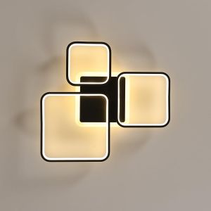 Subzonal-Plafonnier Led Dimmable Moderne, 57cm 45w Noir 3000k-6500k, Carr&eacute; Luminaire Plafonnier Int&eacute;rieur Avec T&eacute;l&eacute;commande, Lampe De Plafond Led Pour Chambre &Agrave; Coucher, Salon - Neuf