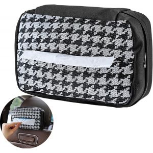 Porte-mouchoirs de voiture (Pied de Poule), boîte à mouchoirs en cuir PU, accessoires de voiture pour siège arrière - Neuf