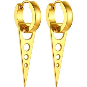 Eryi-Boucle D'oreille Pendantes Homme En Acier/Plaqué Or Punk Style Drop Earrings - Neuf