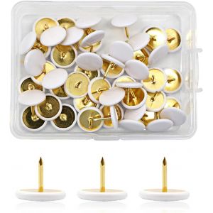 Chenquansarl-Lot De 100 Puna S À Tête Ronde De 1 X 0,9 Cm Pour Tableau En Liège, Cartes, Décoration Murale, Tableaux D'affichage, Etc. (Blanc) - Neuf