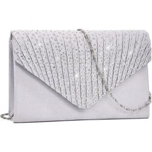 Pochette C&eacute;r&eacute;monie Sac de Soir&eacute;e Cuir Noir Argent HAOPYOU - Enveloppe &Eacute;l&eacute;gant F&ecirc;te Mariage - Neuf