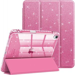 Coque pour iPad Air 11 Pouces M3/M2 (2025/2024), iPad Air 5/4 10.9 Pouces (2022/2020) - [S&eacute;rie Paillet&eacute;] Etui Scintillant, Housse Transparente Brillante Antichoc, Rose - Neuf