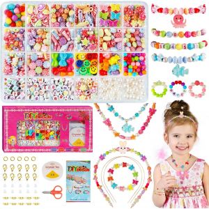 ERYI-700+Pcs Perles Pour Bracelet, Kit Perles Fabrication Bijoux Enfant Jouets Filles De 5 À 12 Ans, Coffret Perles Cadeaux De Noël Et D'Anniversaire - Neuf