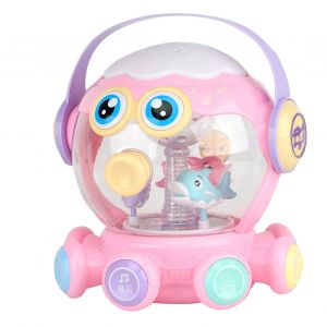Machine A Histoires Pour Bebe, Jouet Educatif Multifonctionnel, Style Poulpe, Avec Tambour, Musique Et Lumiere, Rose - Neuf