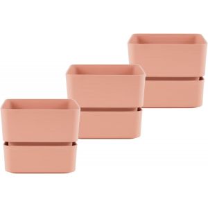 Lbgwp60-Petits Pots Pour Cactus Et Plantes Succulentes Avec Assiette Incluse Pot De Fleurs Moderne Futuriste (3, 12 Cm) - Neuf
