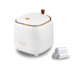 Mini poubelle de bureau,poubelle portable,couvercle &agrave; pression,mini poubelle &agrave; poussoir pour table pour bureau &agrave; domicile (blanc) - Neuf