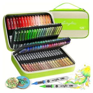 Feutres Acryliques &Agrave; Pointes Pinceau Pour Dessins Multi-Surfaces. Mallette De 120 Couleurs - Neuf
