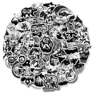 Autocollants cr&eacute;atifs de style gothique punk noir et blanc, ensemble de 50, imperm&eacute;ables &agrave; l'eau et r&eacute;sistants aux UV, parfaits pour tous vos gadgets - Neuf