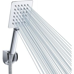 Pommeau de Douche &agrave; Main Enti&egrave;rement en M&eacute;tal, Pommeaux de Douche Haute Pression , Pommeau de Douche &agrave; Main Nickel Bross&eacute; avec Ruban en T&eacute;flon, Carr&eacute; - Neuf