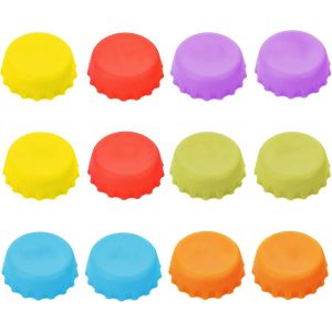 Checarzhn--No1-12 Bouchons De Bouteilles De Bière En Silicone Réutilisables Bouchons De Bouteille De Bière Colorés Économ Ur De Bière Bouchons En Silicone Pour Bouteilles De Bière Jus Bouteilles En V - Neuf