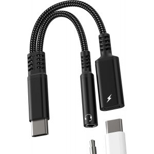 Thef-Adaptateur Usb C Jack(2 En 1)Pour Iphone 16 15 Pro Max Vers 3.5mm Écouteur Prise Type C Chargeur Câble Connecteur Pour Apple Casque Voiture Aux Dac Audio Compatible Avec Samsung S24 Pour Ipad Sp - Neuf