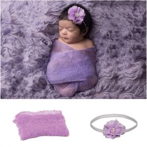 Ensemble De 2 Accessoires De Photographie Pour Bebe?: Couvertures, Bandeaux Et Bandeaux Ondules Pour Bebes Garcons Et Filles - Neuf