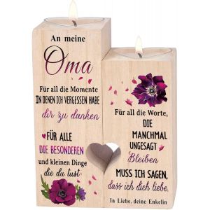 Kalanka-Bougeoir En Forme De C?Ur En Bois - Cadeau D'anniversaire Pour Grand-Mère - Bougie Personnalisée (Cadeau De La Petite-Fille À La Grand-Mère) - Neuf