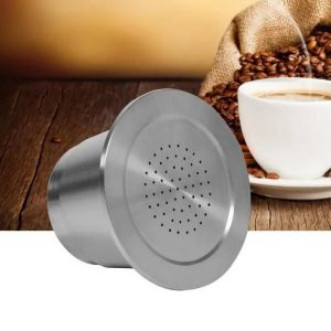 Capsule de café réutilisable rechargeable d'acier inoxydable avec la cuillère compatible pour la machine de Nespresso-CWU - Neuf