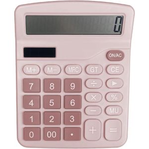 Calculatrice, Calculette de Bureau Solaire Grand Écran LCD à 12 Chiffres, pour Bureau, Maison et École,Mini Calculatrice Fonction Standard, Calculatrice de Bureau avec Grands Boutons, Rose - Neuf