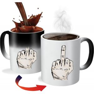Mevronisshop-Doigt D'honneur Tasse &Agrave; Caf&eacute; Magique,Middle Finger Mug Changeant De Couleur, Rude Mug Thermor&eacute;actif, Cadeaux Humour Pour Hommes Femmes Coll&egrave;gues Et Amis 330ml (Doigt D'honneur) - Neuf