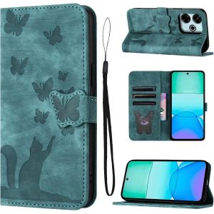 Kal-Housse Protection Pour Xiaomi Redmi 13 6.79 Pouces Mat&eacute;riau En Cuir Pu Coque Xiaomi Redmi 13 Avec Fentes Pour Cartes Coque Redmi 13 Vert - Neuf