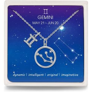 Kgabery-Collier Signe Astrologique Argent Sterling Zodiaque Rond Pendentif 12 Constellation Horoscope Astrologie Bijoux Pour Femme Filles - Neuf