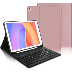 Coque Clavier Pour Ipad 9.7 Pouces 6ème Génération 2018/Ipad 5ème 9.7 2017/Ipad Air 2/1, Ipad 9.7 Azerty Désassemblage Magnétique Clavier Bluetooth, Version Française, Rose - Neuf