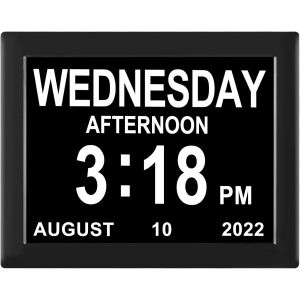 COPF-Horloge Calendrier Numérique Date Et Heure Jour De La Semaine 8 Options D'Alarme + Variateur Automatique Pour Personnes Âgées Démence - Neuf