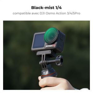 Black-Mist Filter 1/4 Diffusion Snap-On Compatible With Dji 0smo Action 3/4/5 Pro Hd Nano Coatings Waterproof Anti Scratch Light - Neuf