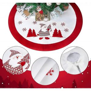 Jupe de sapin de No&euml;l ronde, housse de sapin, protection pour aiguilles de sapin blanche - Neuf