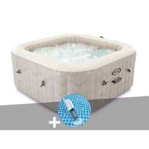 Kit spa gonflable Intex PureSpa Chevron carr&eacute; Bulles 4 places + Aspirateur - Neuf