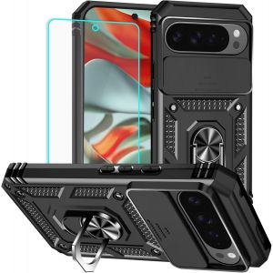 LORANKA-Coque pour Google Pixel 9 Pro XL avec protecteur d'&eacute;cran : [Qualit&eacute; militaire test&eacute;e contre les chutes de 6,1 m] Anneau de protection antichoc pour appareil photo &iquest; Pixel 9 Pro XL (Noir) - Neuf