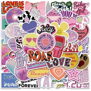 50pcs Mignon Rose Ins Style Fille Esth&eacute;tique Autocollants D&eacute;calcomanies Ordinateur Portable Bagages Scrapbook Guitare Voiture T&eacute;l&eacute;phone Dessin Anim&eacute; Autocollant Enfant Jouet - Neuf