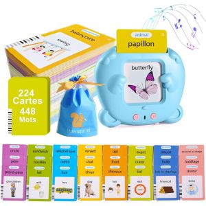 MDY-Cartes Parlante Montessori Français-448 Mots, Carte Parlante en Français, Jeux Educatif Enfant de 2 à 6 Ans, Jeux Montessori pour Apprentissage-3 Mode de Langue-Français/Anglais/Bilingue - Neuf